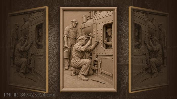Locomotive repair hardworking smiths teamwork 3d STL model