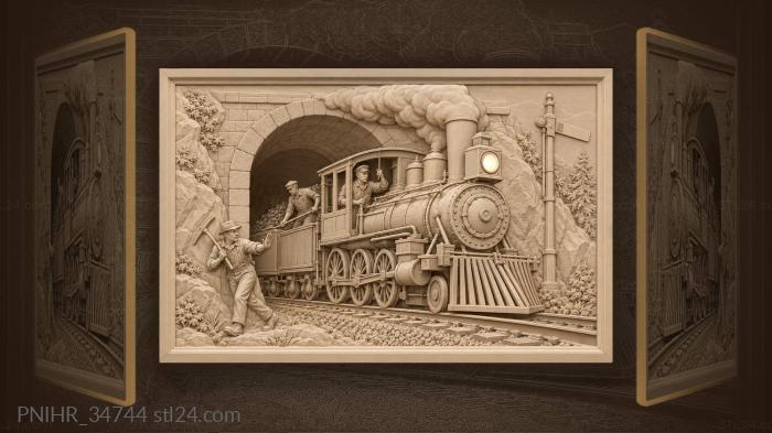 Train emerging from dark tunnel 3d STL model
