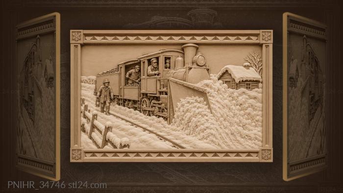 Winter train breaking through snowdrifts 3d STL model