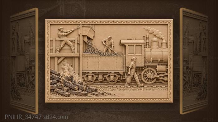 Historic train coaling station scene 3d STL model