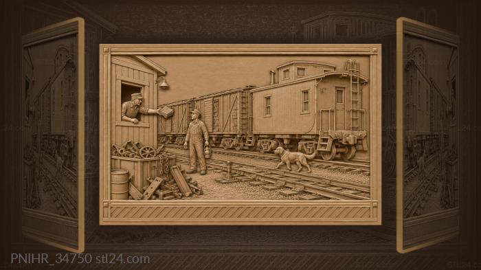 Train passing yard office scene 3d STL model