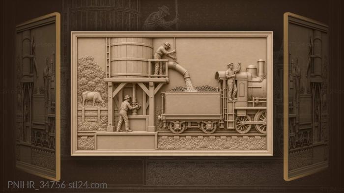 Train at water stop countryside 3d STL model