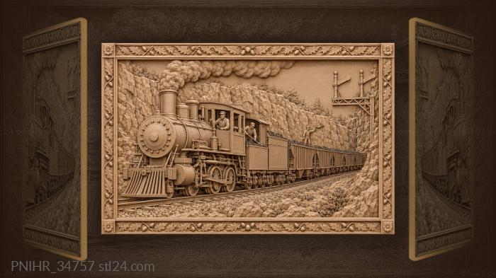 Train through rocky mountain pass 3d STL model