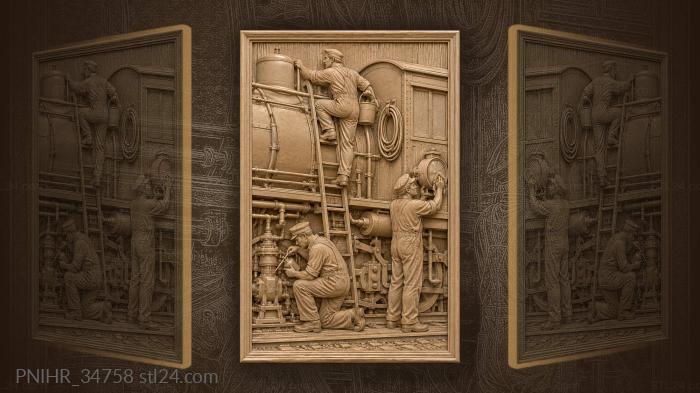 Fireman scaling ladder with sand bucket 3d STL model