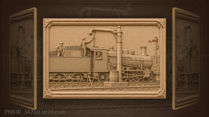 Steam train water stop scene 3d STL model