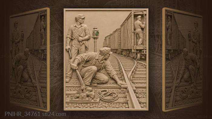 Railway workers at the switch point 3d STL model