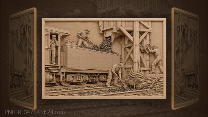 Coal loading at the railway 3d STL model