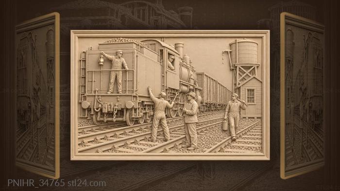 Train shunting at yard throat 3d STL model