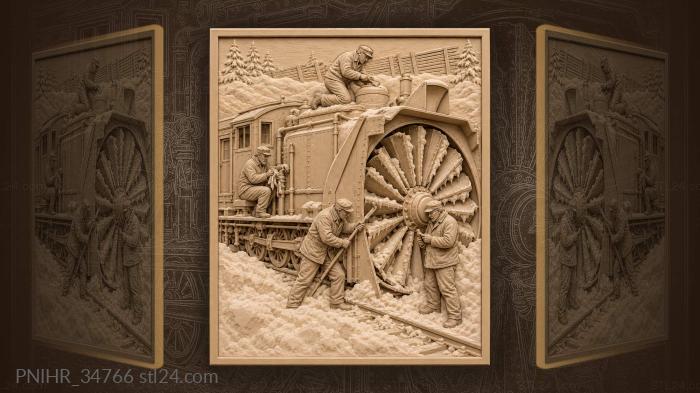 Winter snowplow steam engine repair 3d STL model