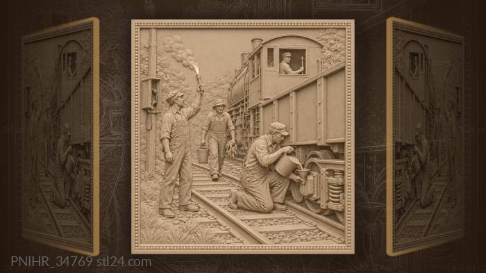 Train crew fixing hot bearing 3d STL model