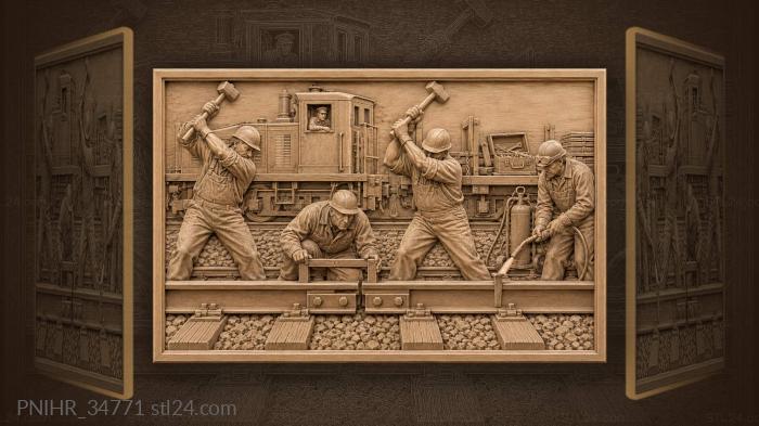 Track crew replaces rail in frost 3d STL model