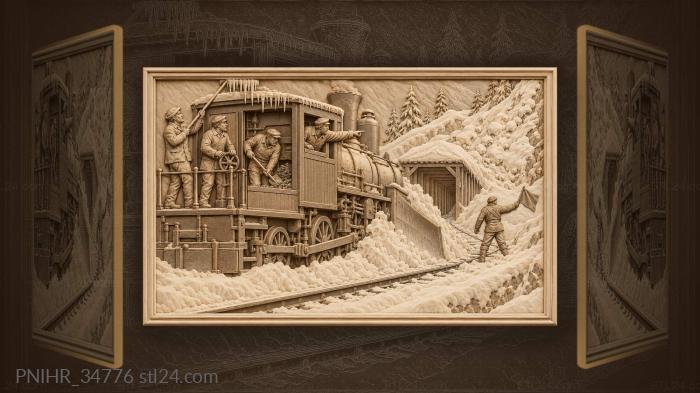 Winter train clearing snowy passage 3d STL model