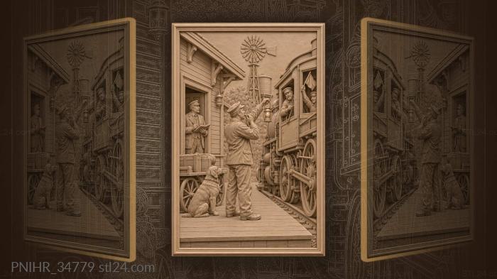 Rural station train departure scene 3d STL model