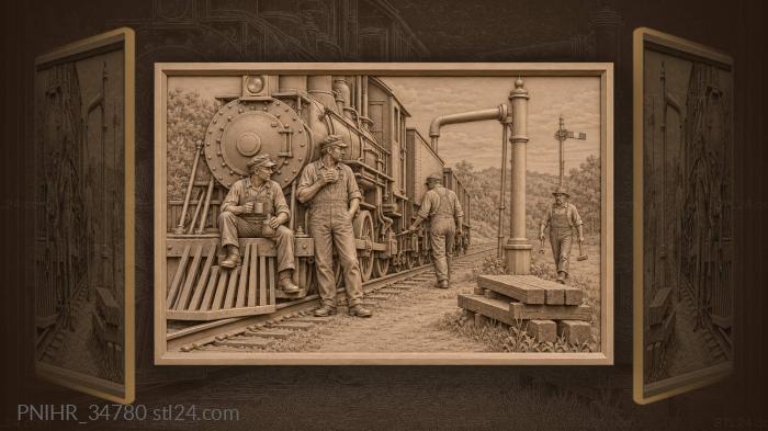 Train crew rest by the rails 3d STL model