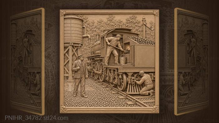 Steam train fireman coal tender action 3d STL model