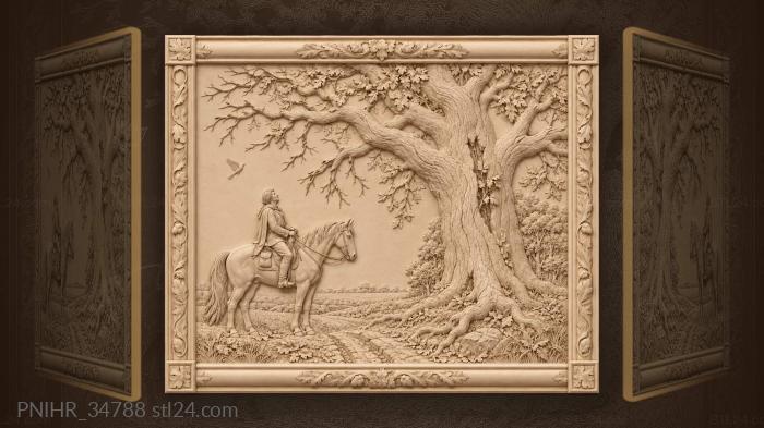 Lone rider beneath ancient tree 3d STL model
