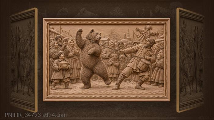 Bear dancing to a drum at shrovetide 3d STL model
