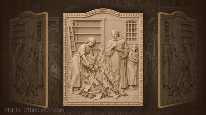 Burning books forbidden knowledge sorrow 3d STL model