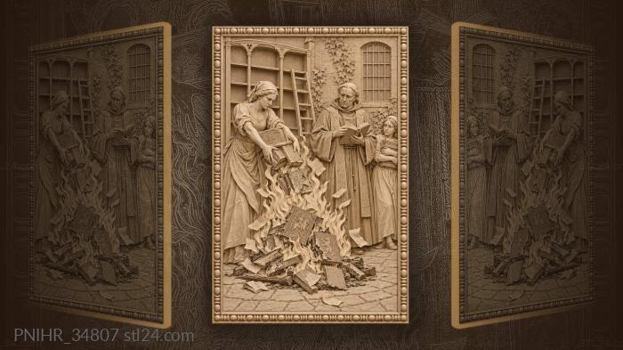 Burning of books forbidden knowledge 3d STL model