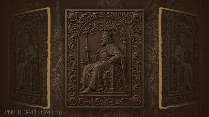 Royal figure with throne and crest 3d STL model