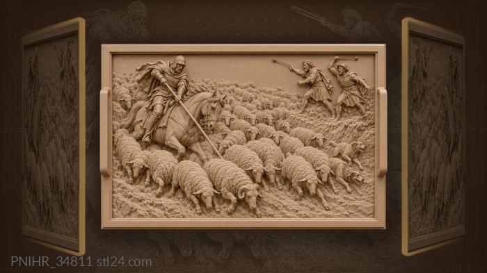 Knight charging a flock of sheep 3d STL model
