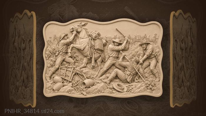 Muleteers clash with fallen rider 3d STL model