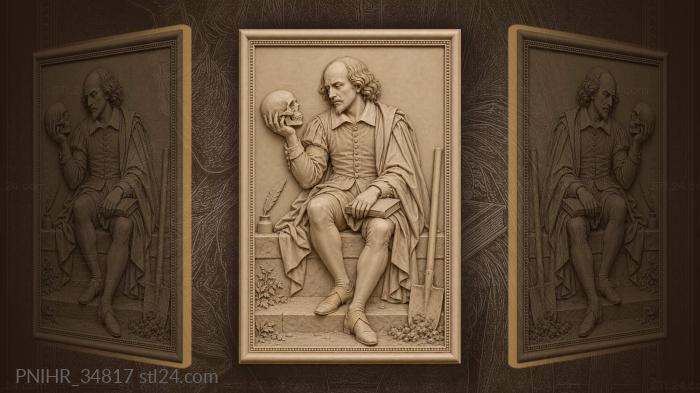 Shakespeare weighs mortality with a skull 3d STL model