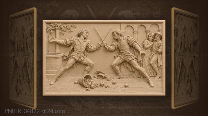 Tybalt drives mercutio across scattered fruit 3d STL model