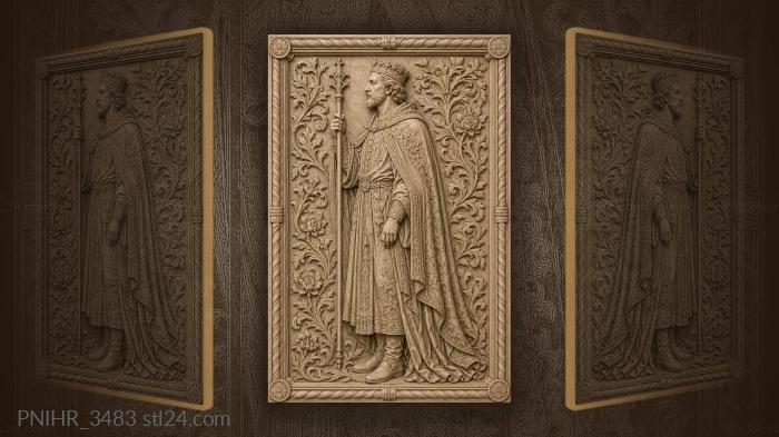 Regal wanderer carries a staff through foliage 3d STL model