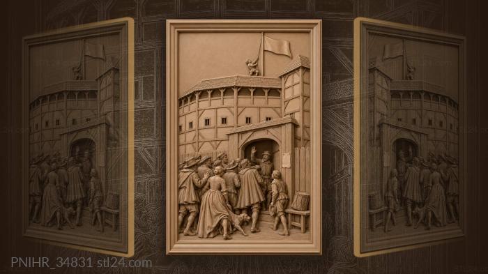 Roof boy hoists globe theatre flag 3d STL model
