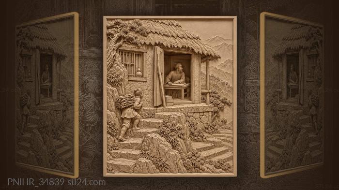 Mountain hut poet and young climber 3d STL model