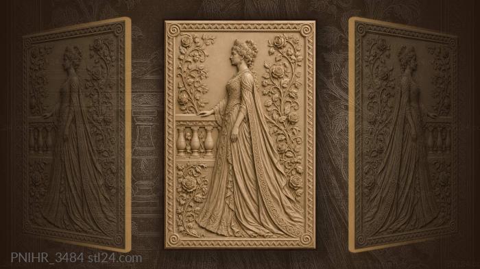 Regal figure by a balustrade in roses 3d STL model