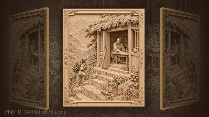 Mountain hut poet boy firewood 3d STL model