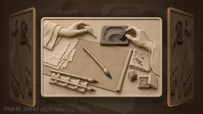 Calligrapher’s tools ancient artistic process 3d STL model