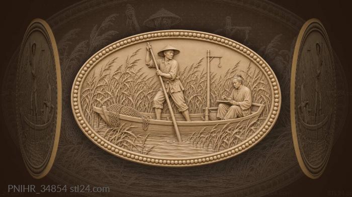 Fisherman poling through reed beds 3d STL model
