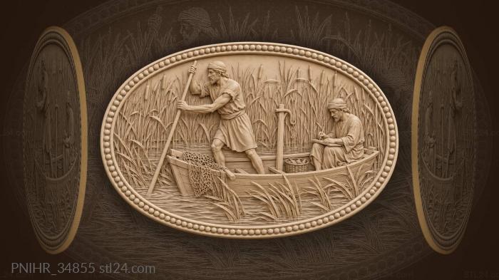 Fisherman poling through reed bed 3d STL model