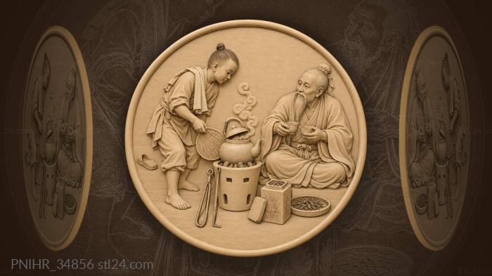Poet and boy preparing tea 3d STL model
