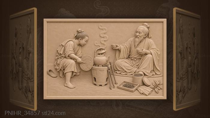 Poet and boy by the brazier 3d STL model