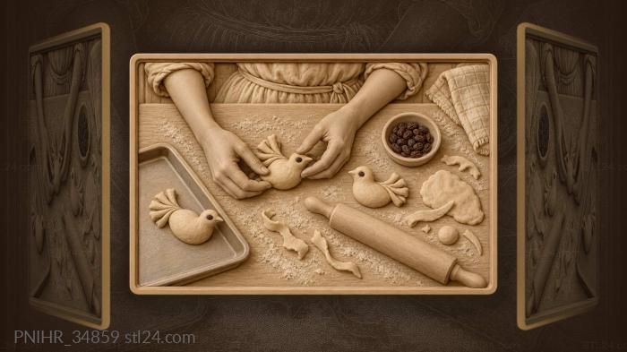 Baking larks sweet dough creation 3d STL model