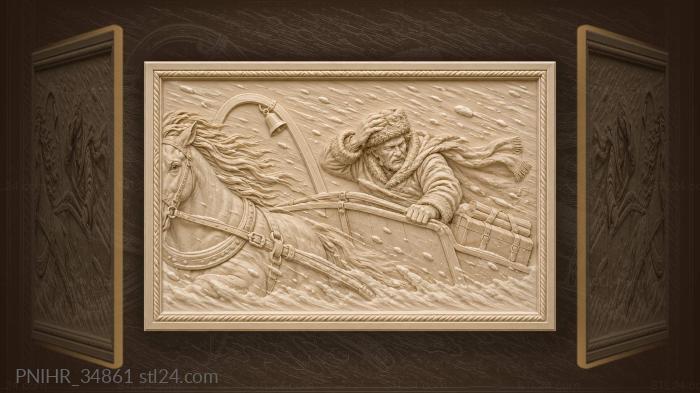 Winter journey with poet and horse 3d STL model
