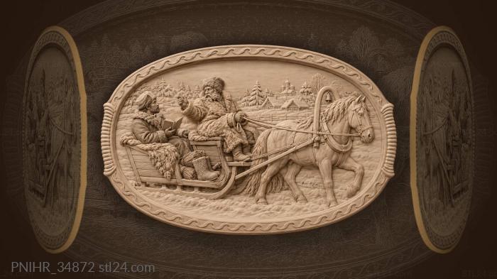 Coachman gestures while the traveler reads 3d STL model