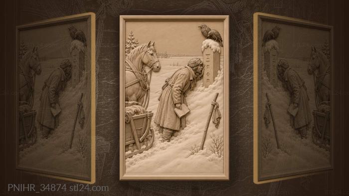Traveler uncovers numbers beside his waiting sleigh 3d STL model