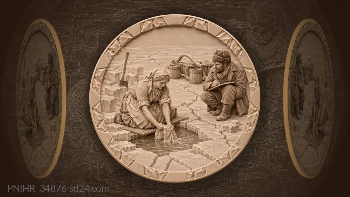 Artist and washerwoman on ice 3d STL model
