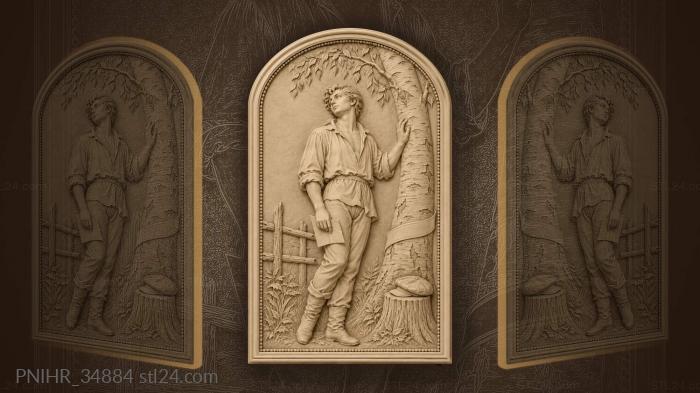 Poet by birch with verses 3d STL model