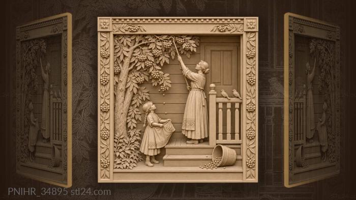 Rowan harvest porch scene folklore 3d STL model