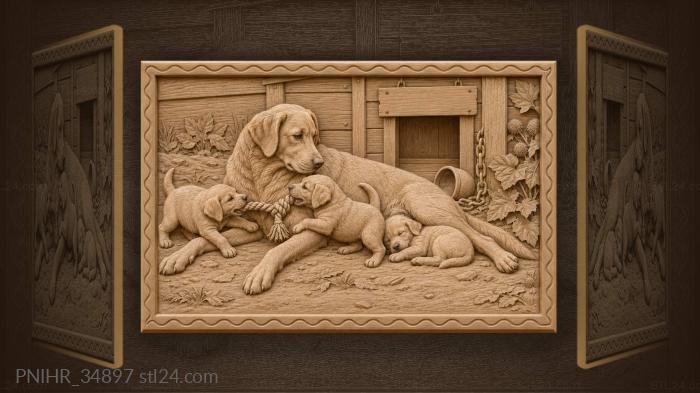 Five dogs bark as one family 3d STL model