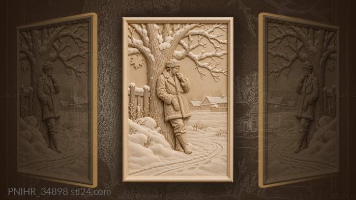 Peasant frees his hand beneath a snowy maple 3d STL model