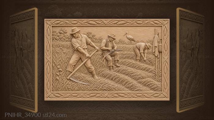 Meadow mowers harvest golden grass 3d STL model