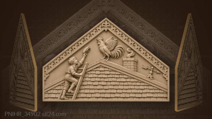 Rooster crowing boy with ladder 3d STL model