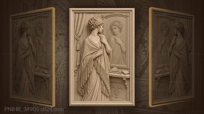 Poetess at the mirror contemplation 3d STL model